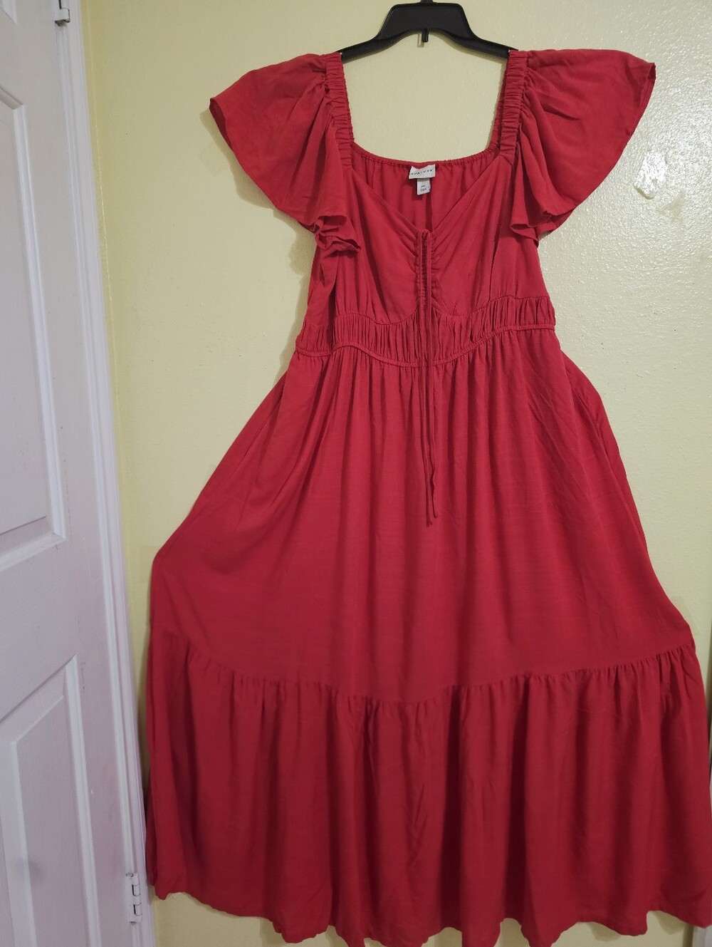 Ava & Viv Red Flutter-Sleeve Maxi Dress